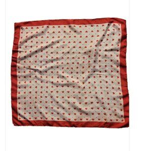 Vtg 1960's Hearts Valentine Silk Hand Rolled Vera Neumann Scarf 22 sq EUC